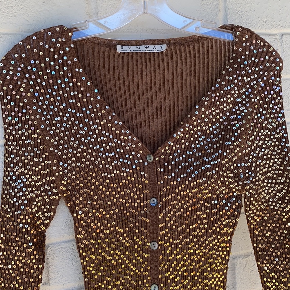 Virtual Runway Connection Sequin Ribbed Cardigan 2 - Picture 2 of 7